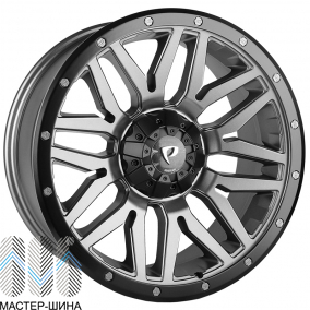 Powcan Y5369 9.0x20/10x127x139.7 D77.8 ET15 Matt Grey with matt black lip