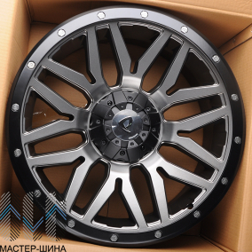 Powcan Y5369 9.0x20/6x135 D106.1 ET15 Matt Grey with matt black lip